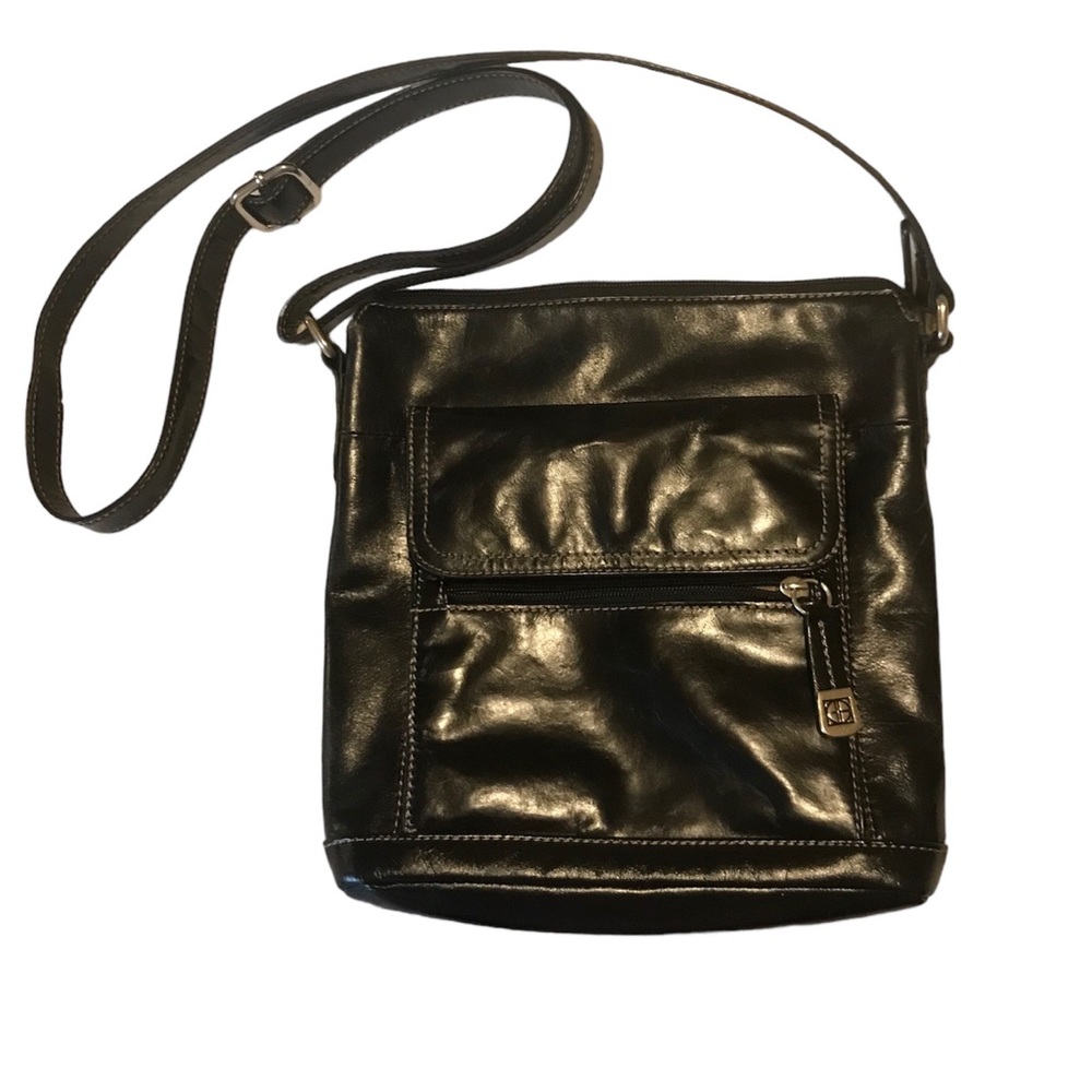 Giani Bernini Black Crossbody Genuine Leather Bag With Adjustable Strap